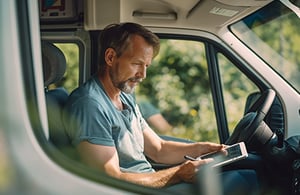 Chauffør med tablet
