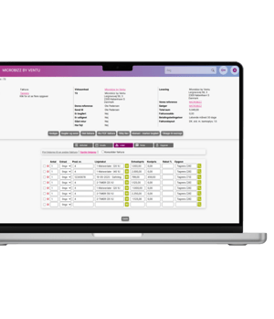 Invoice management displayed on the computer