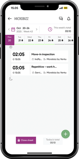 Microbizz app time tracking