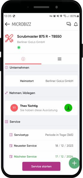 Microbizz Geräte app